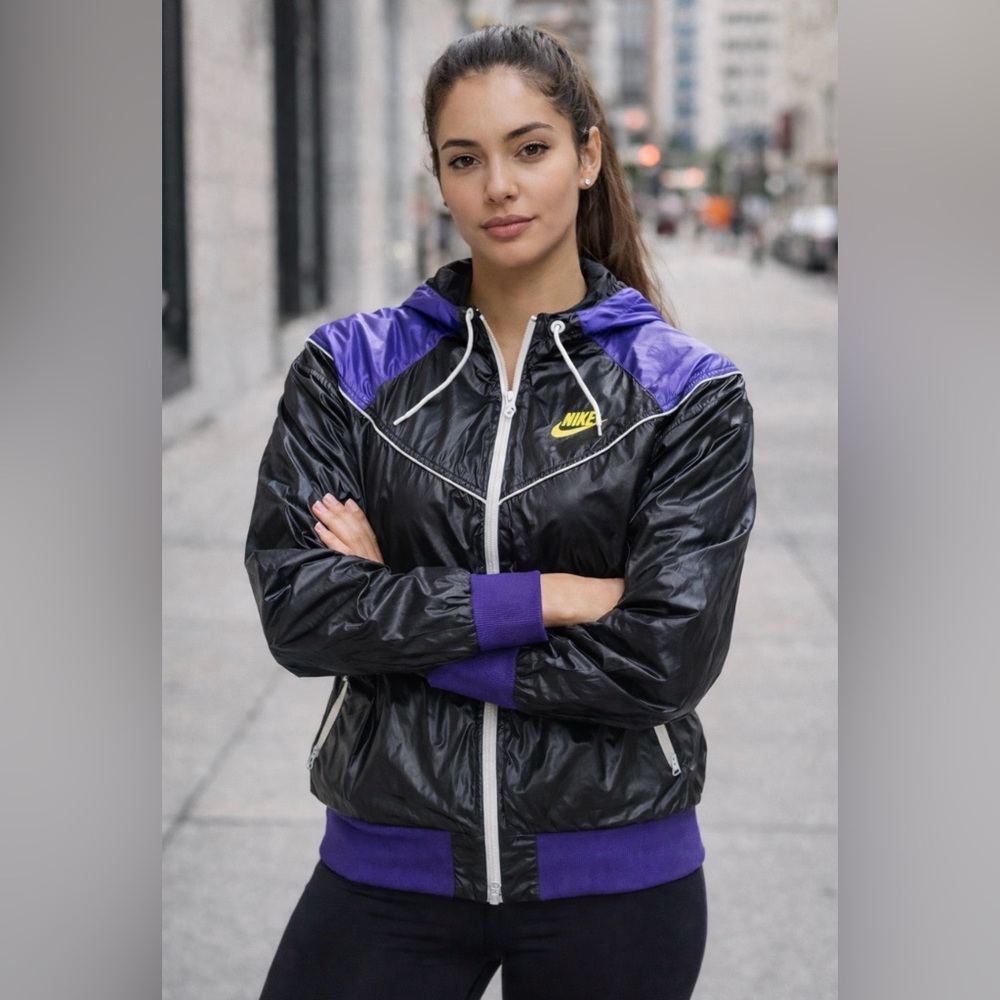 Nike Women's Black and Blue Bomber Jacket